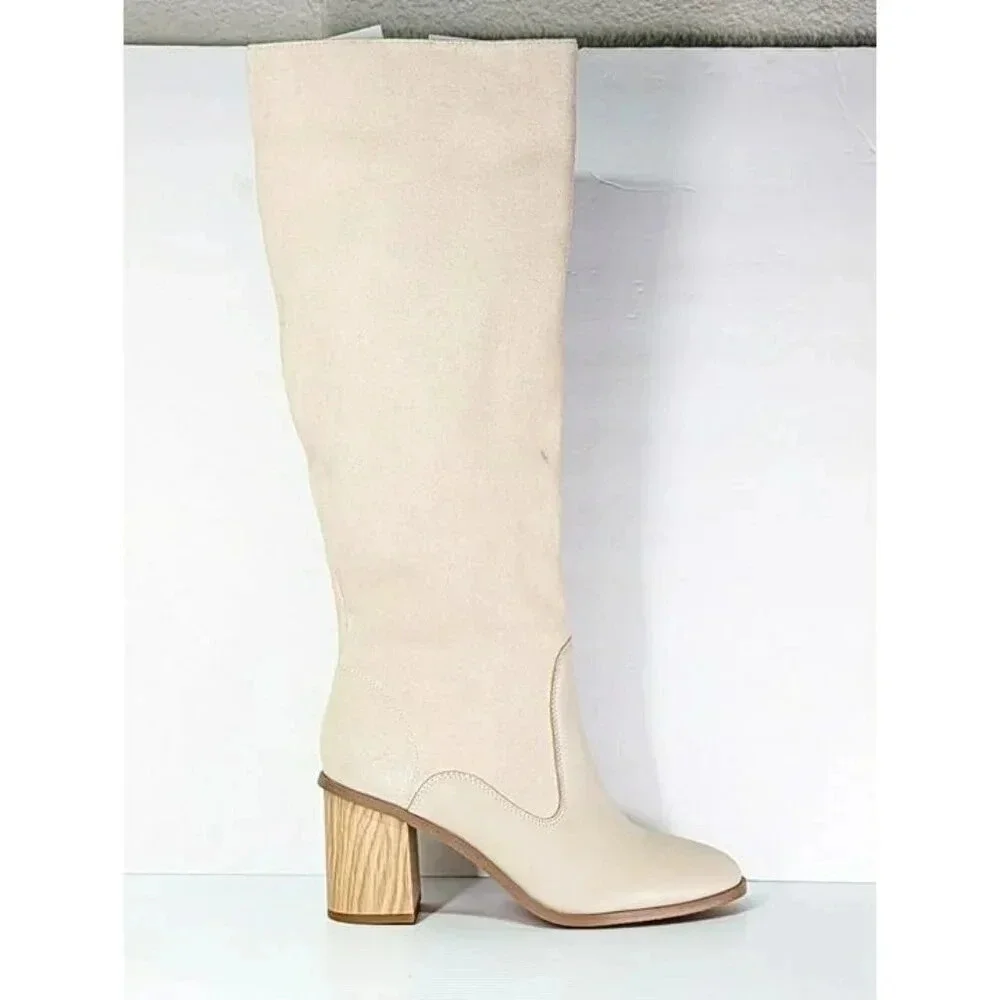 Splendid Women's Meadow Knee High Boots In Tapioca Suede Size 7.5 (MSRP $225)